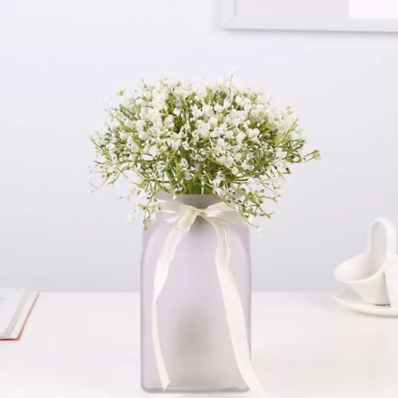 Искусственное детское дыхание Gypsophila свадебное для невесты Подружки невесты букет с атласной лентой для украшения дома Вечерние