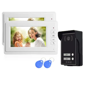 multi floor building wire video door phone 7 inch lcd display intercom system for visitor hd camera id card unlock free global shipping