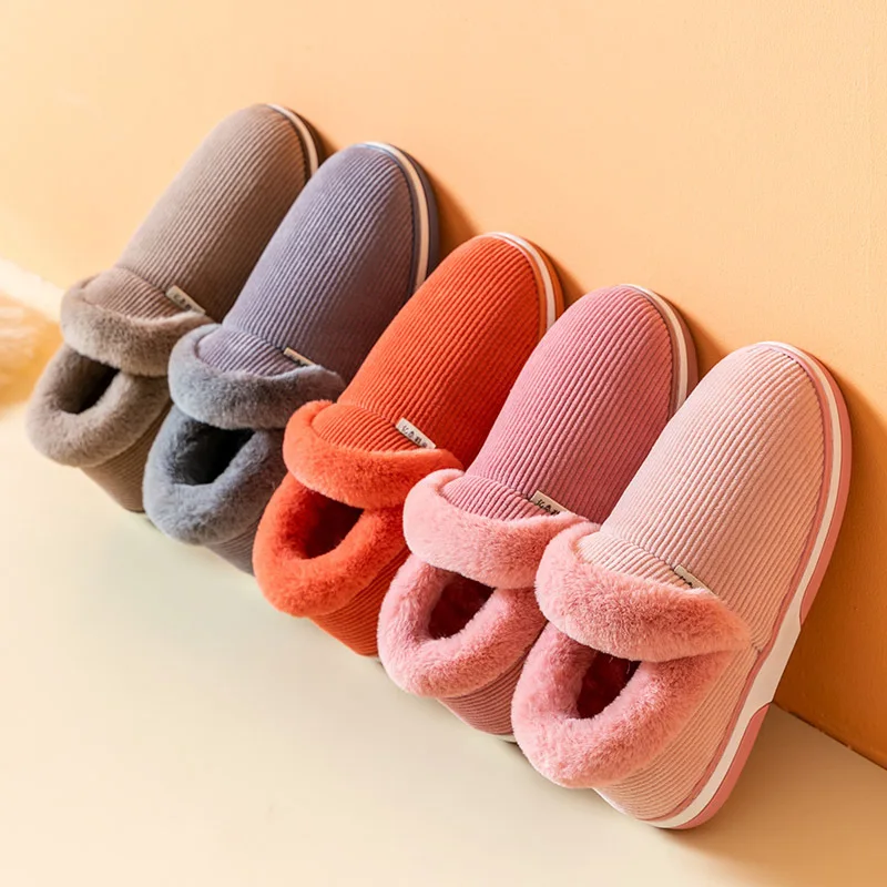 

Women Winter Home Slippers Fleece Men Warm House Slipper Indoor Bedroom Couples Floor Shoes Soft Comfortable Light Weight Sandal
