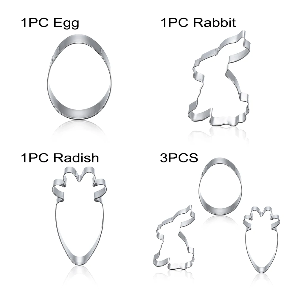 Пасхальное яйцо Кролик редис из нержавеющей стали 3D резак для печенья Форма