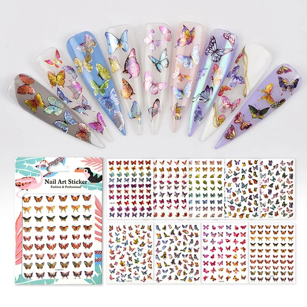 

Color Laser Butterfly Nail Art Sticker Holographic 3D Manicure Self-adhesive Nail Slider Decoration DIY Nail Art Supplies
