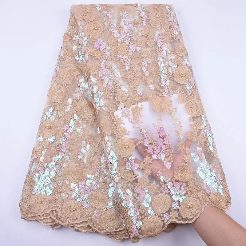 Кружевная ткань из органзы в африканском стиле с 3D вышивкой и блестками 2020