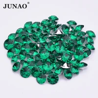 junao 3 6 8 10mm dark green round pointback rhinestone loose diamond strass glue on decorative crystal stone for bag diy crafts