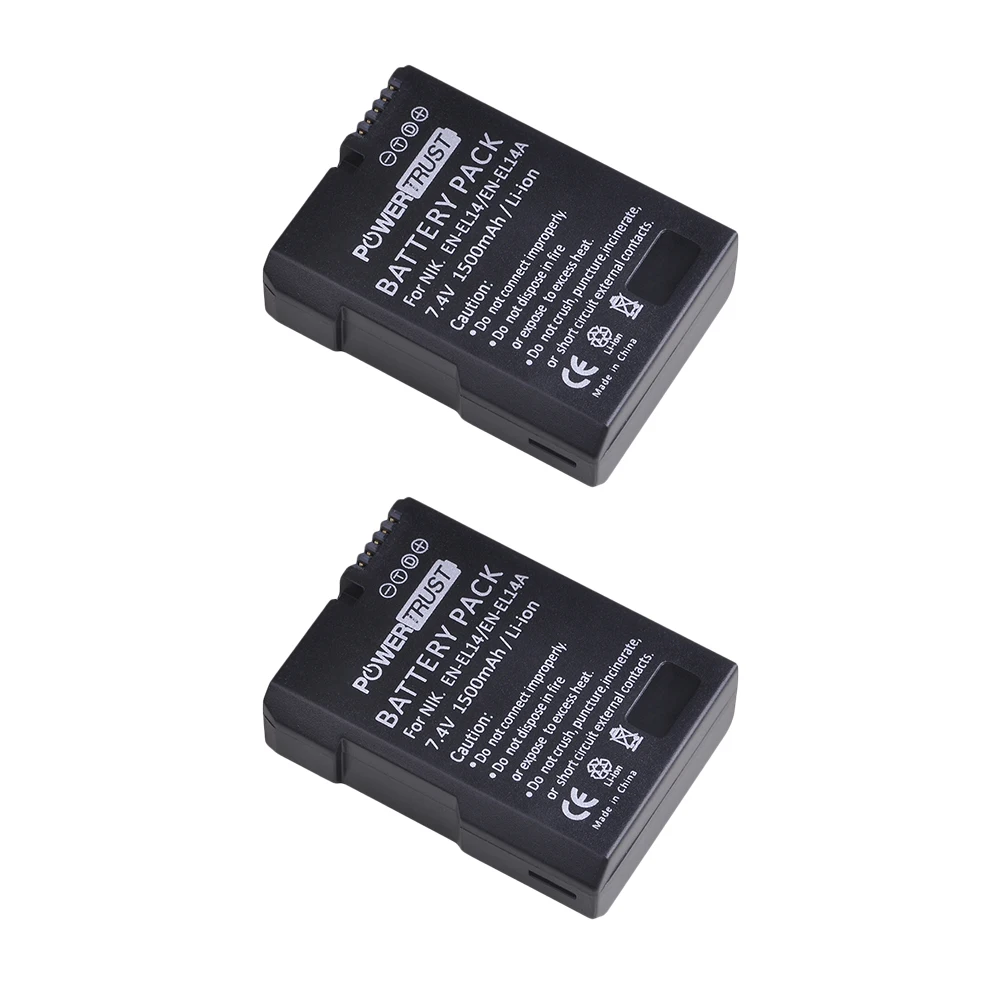 2 battery EN-EL14 EN-EL14A батарея+ lcd USB двойное зарядное устройство с портом type C для Nikon D3100 D3200 D3300 D3400 D3500 D5600 D5100 D5200 P7000 - Цвет: 2 battery