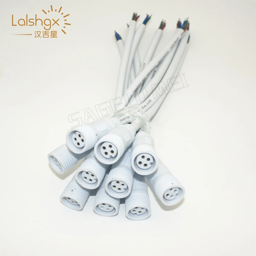 5pairs 4 Core 4pin Waterproof pigtail male to female 20cm long each connector's diameter 13.5mm IP68 led connector plug |