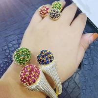 godki luxury 3 balls 2pc bangle ring set jewelry sets for women wedding cubic zircon crystal cz aretes de mujer modernos 2019
