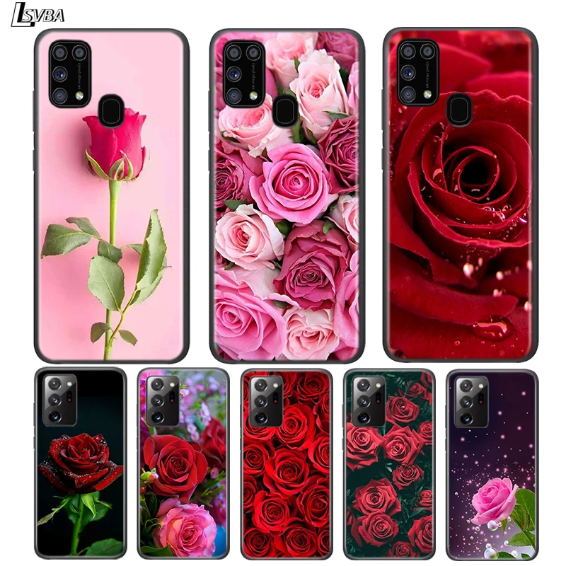 

Red Rose Flower For Samsung Galaxy S21 Ultra Plus M31 A12 A32 A42 A52 A72 A02S M10 M10S M20 M21 M30 M40 M60S Phone Case