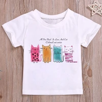summer clothes love you cat printed t shirt baby things for girls clothes for boys t shirt kids boy white short sleeve tops