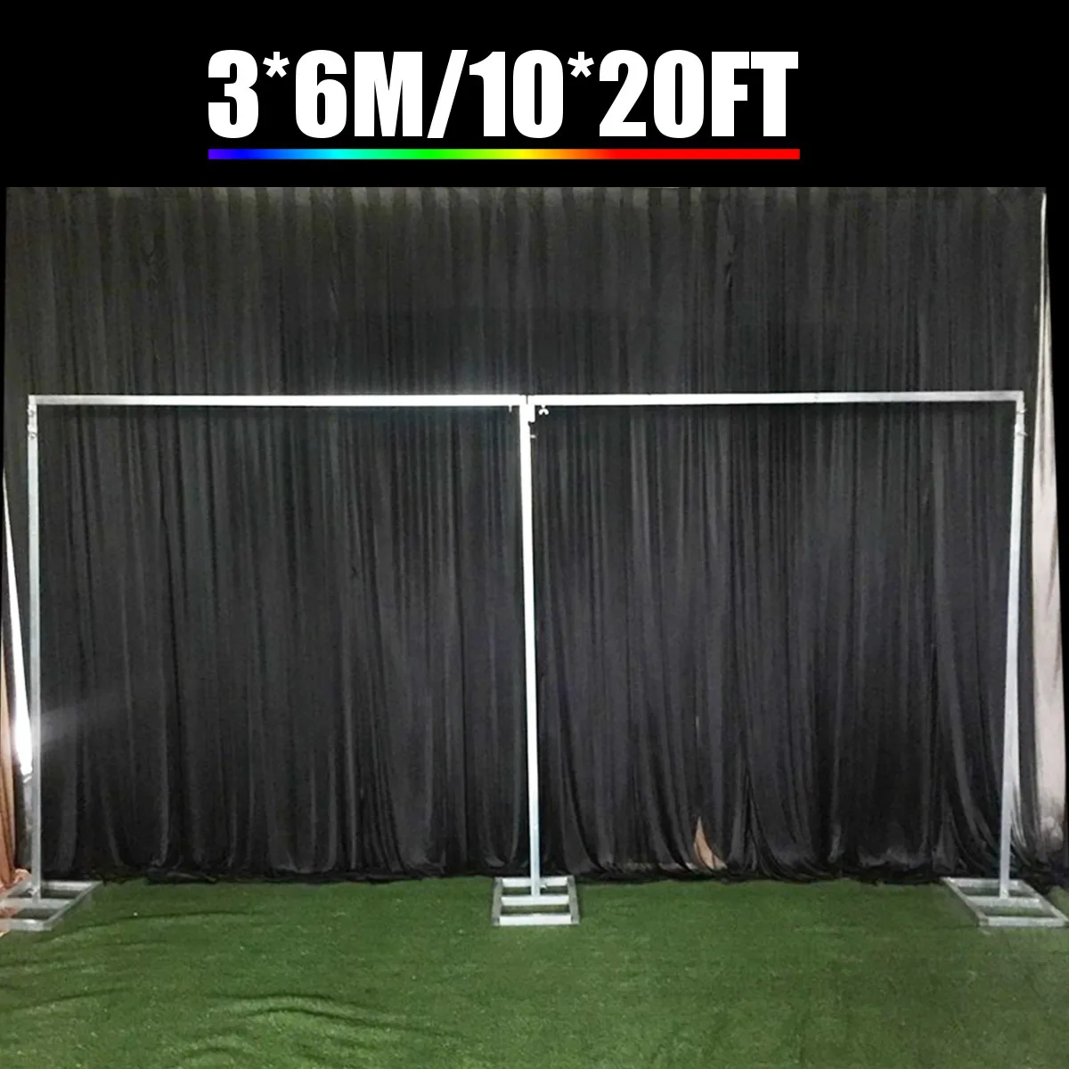 

10x20Ft Wedding Square Wrought Metal Frame Arch Adjustable Backdrop Curtain Stand Flower Yarn Shelf Party Events DIY Decoration
