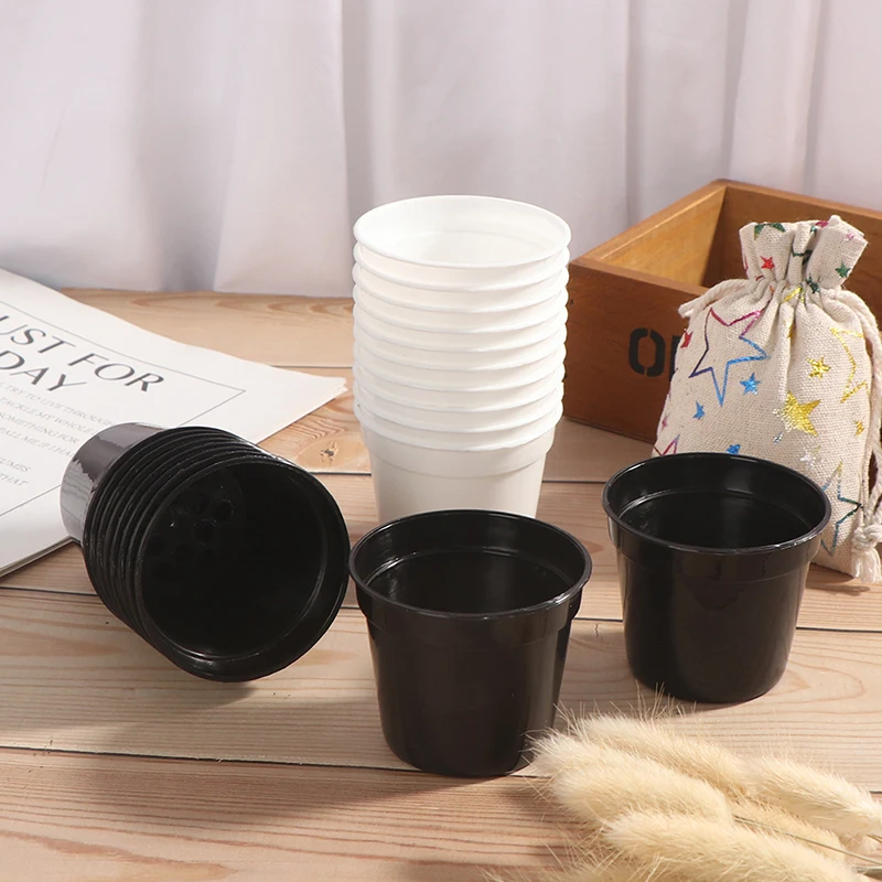10Pcs Round Plastic Plant Flower Pot Trays Plastic Nursery Pots for Succulent Plants Home Office Decor Gardening Supplies