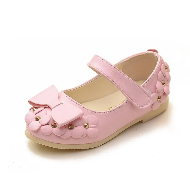 Кожаная обувь для девочек Праздничная с цветами маленьких принцесс детская на