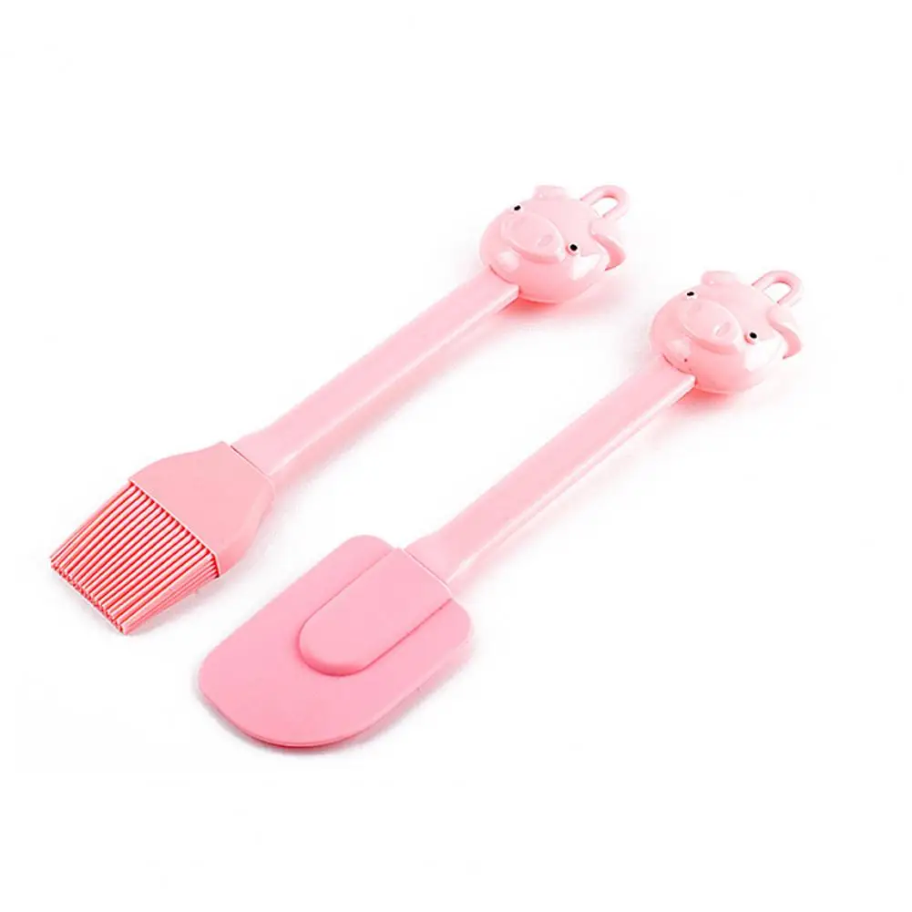 

2 Pieces/set Of Cartoon piglet Silicone Cream Spatula Oil Brush Multifunctional Children's Creative Cake Baking Tool
