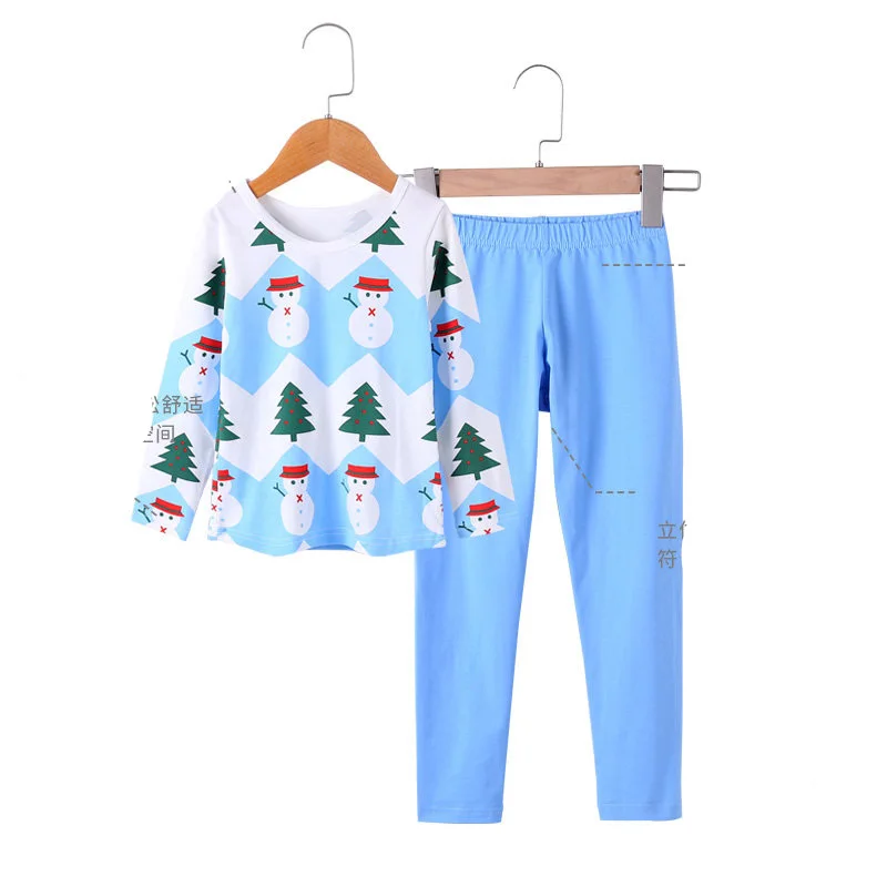 Photo Color Cute Snowman Matching Family Christmas Pajamas Children Korean Cotton Mother Daughter Outfit Pants Matching Christmas Pajama Set - Цвет: Photo Color