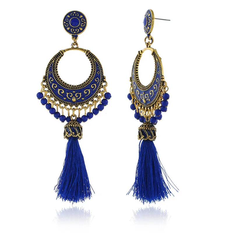 LISM Лидер продаж женские ретро этнические серьги с кисточкой красные хлопковые