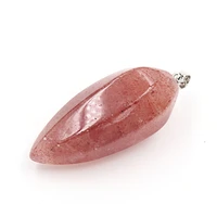fysl silver plated irregular shape strawberry crystal pendant for gift rose pink quartz jewelry