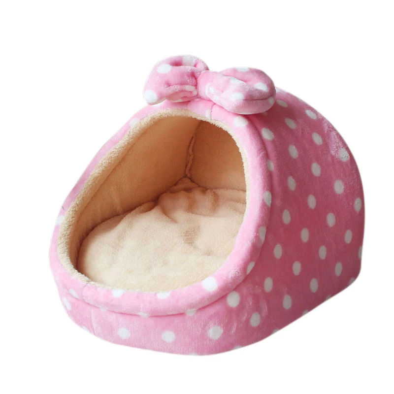 

Pink Cute Pet Nest Warm Soft Dog Sofa Blue Comfortable Sleeping Cat Bed with White Cat Ball Puppy Mat Dog Tent Cotton Cushion