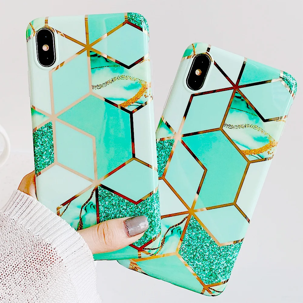 Роскошный позолоченный мраморный чехол для телефона iPhone XR XS Max глянцевый мягкий