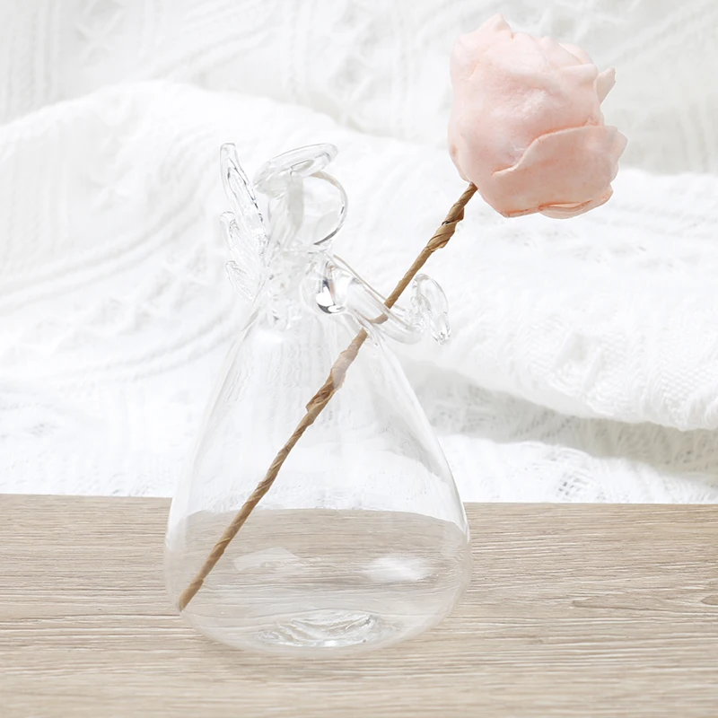 

1 шт. стеклянная ваза в форме ангела для цветов, подвесная ваза для растений, Прозрачный Горшок для растений, садовый декор