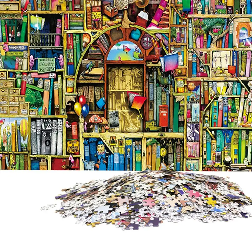 

1000 Pieces Adult Puzzles Old Bookshelf Assembling Puzzles Toys for Adults Children Games Educational Toys