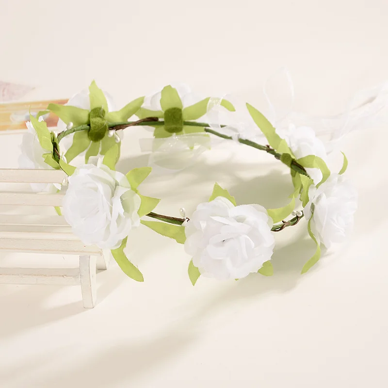 

Цветочная свадебная корона ручной работы, детский цветочный ленточный венок, гирлянда для подружки невесты, женский головной убор, праздни...