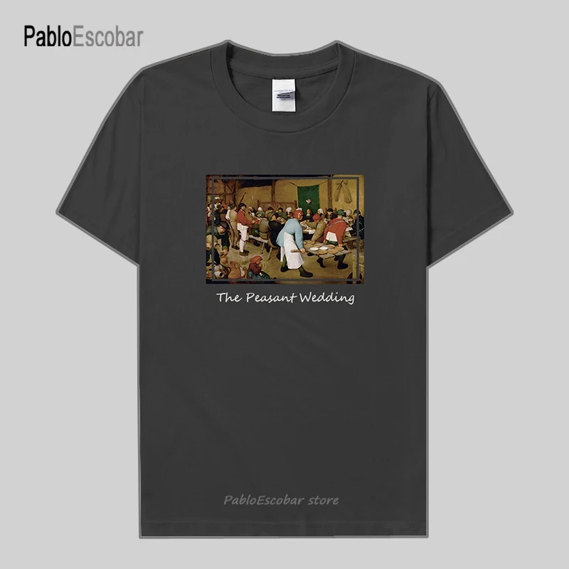 Футболка мужская с принтом масляной живописи хлопковая модная тенниска в стиле