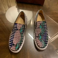 2022 new mens fashion shoes luxury designer spikes leather shoes handmade loafers colorful elegant man fashion casual flats