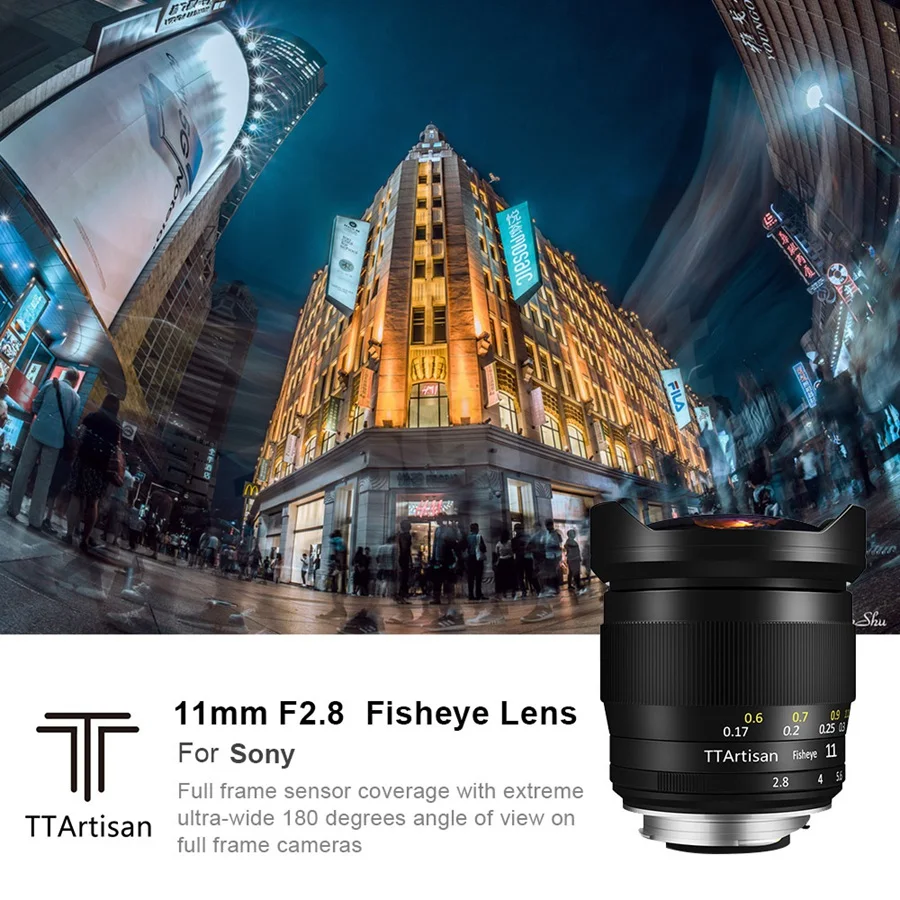 TTArtisan Full Fame 11 мм F2.8 ультра-Широкий Рыбий глаз ручной объектив E mount для Sony A7II A7RII A6600