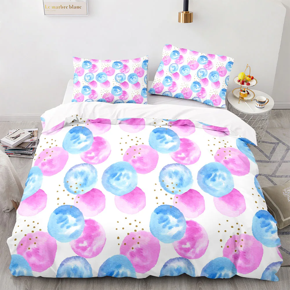 

Nordic Style Duvet Cover Set 210x210 Pillowcase 3Pcs200x230 Quilt CoverBlue Circles Patter Extra Large Bedding Set