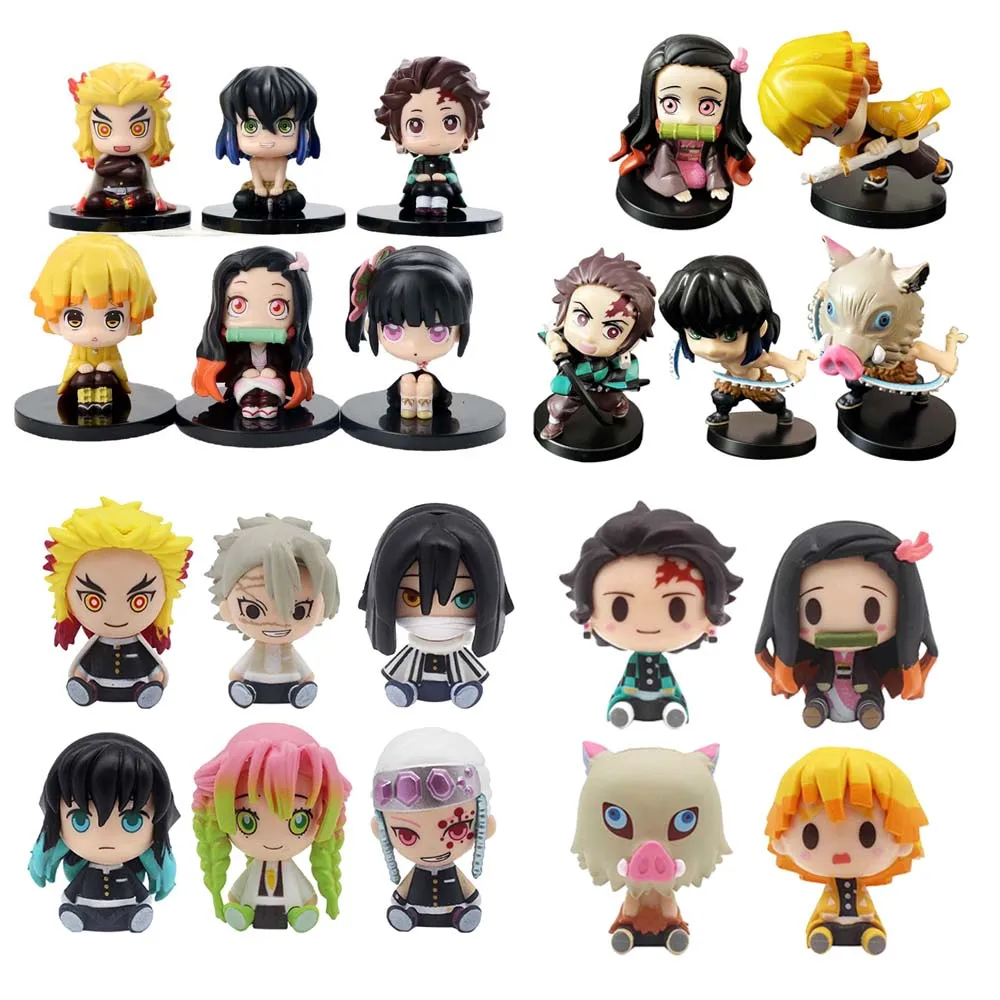 

Фигурки из аниме «рассекающий демонов», куклы-модели из ПВХ, из мультфильма «Kimetsu No Yaiba», Nezuko Zenitsu Tanjirou Giyuu, подарок для детей