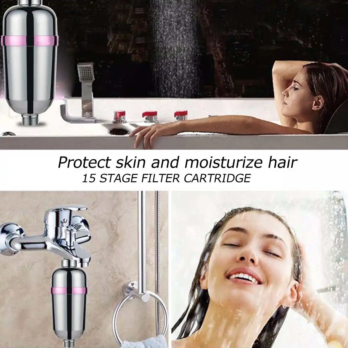 15 Bathroom Shower Filter Bathing Water Filter Purifier Water Treatment Health Softener Chlorine Removal Water Purifier