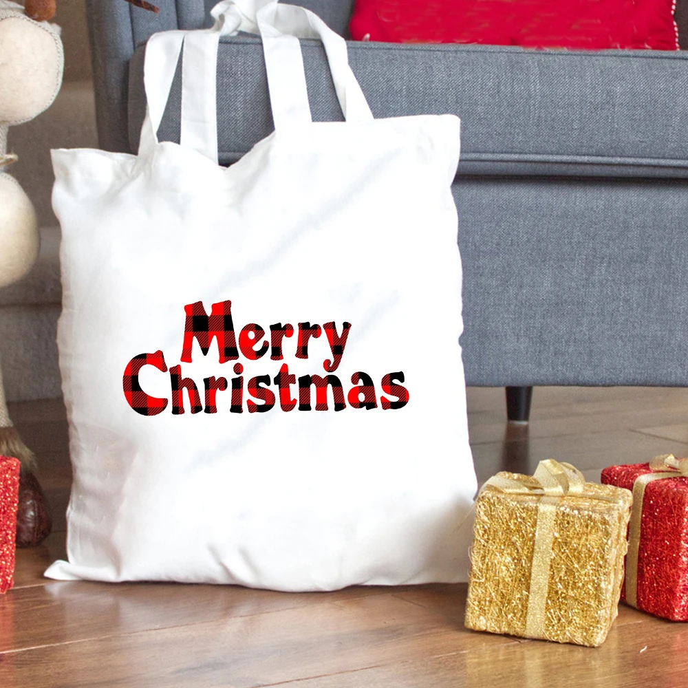 

Xmas Christmas Tree Foldable Fashion Female Shoulder Bag Merry Christmas Canvas Shopping Bag Gift Reusable Shopper Tote Bag