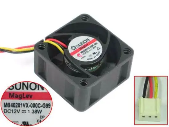 

Sunon MB40201VX-000C-G99 DC 12V 1.38W 40x40x20mm Server Cooling Fan