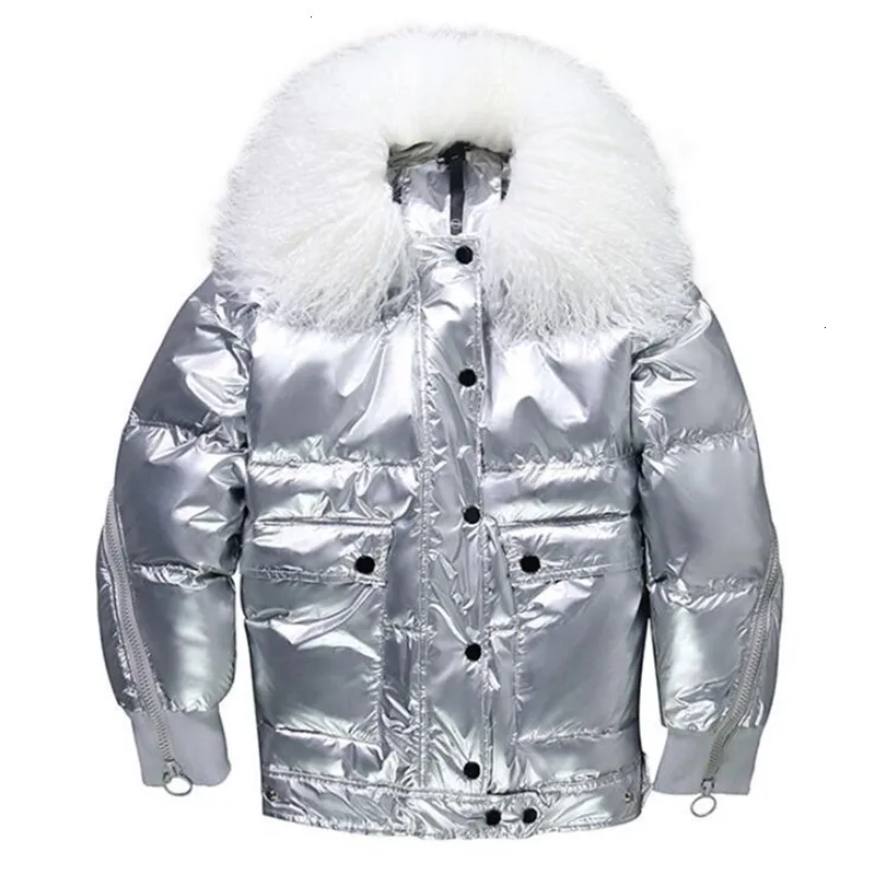 Яркий пуховик женский длинный 2019 новый большой меховой воротник с капюшоном