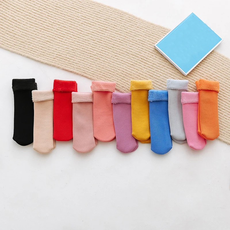 Зимние теплые Детские утепленные носки шерстяные кашемировые снежные для детей