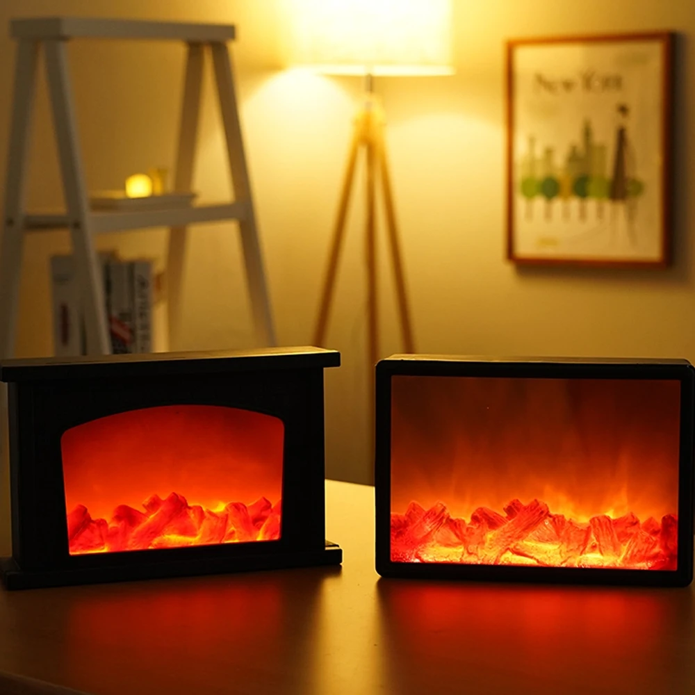 Led симуляцией камин светильник лампа пламени Nordic Стиль Рождественский орнамент