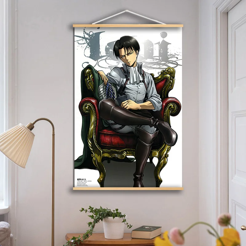Настенный постер с Аниме Манга Леви Акерман холст картина из массива дерева