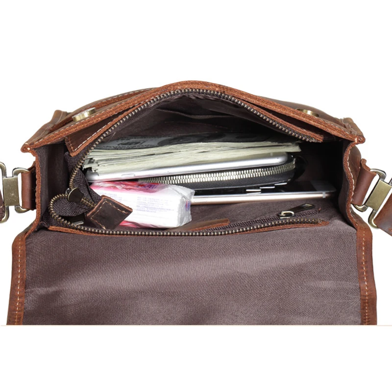 Портфель Crazy Horse мужской из воловьей кожи сумка-мессенджер через плечо с клапаном