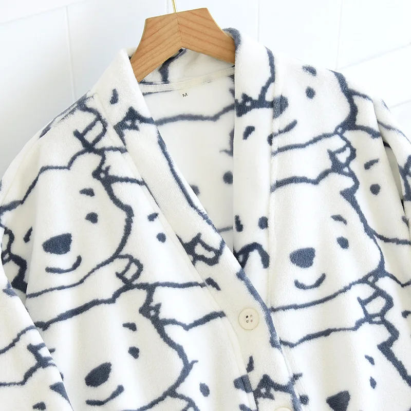 Пижамный комплект мужской/женский толстая фланелевая одежда для сна с длинным