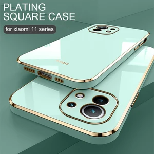 luxury plating square frame phone case for xiaomi mi 11 lite 5g on xiomi 11lite 4g 11i mi11 i xiaomi11 ultra soft silicone cover free global shipping