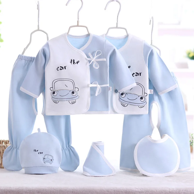 7 шт./комплект хлопковый костюм для младенцев с мультяшным принтом| |