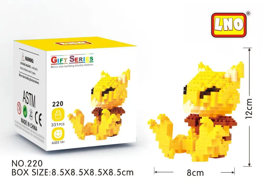 220 without box LNO, алмазные блоки, фигурки, каваи, 3D, Пикачу, японское аниме, мультфильм, пластиковые строительные кирпичи, игра, сделай сам, модель, обучающие игрушки - Цвет: 220 without box