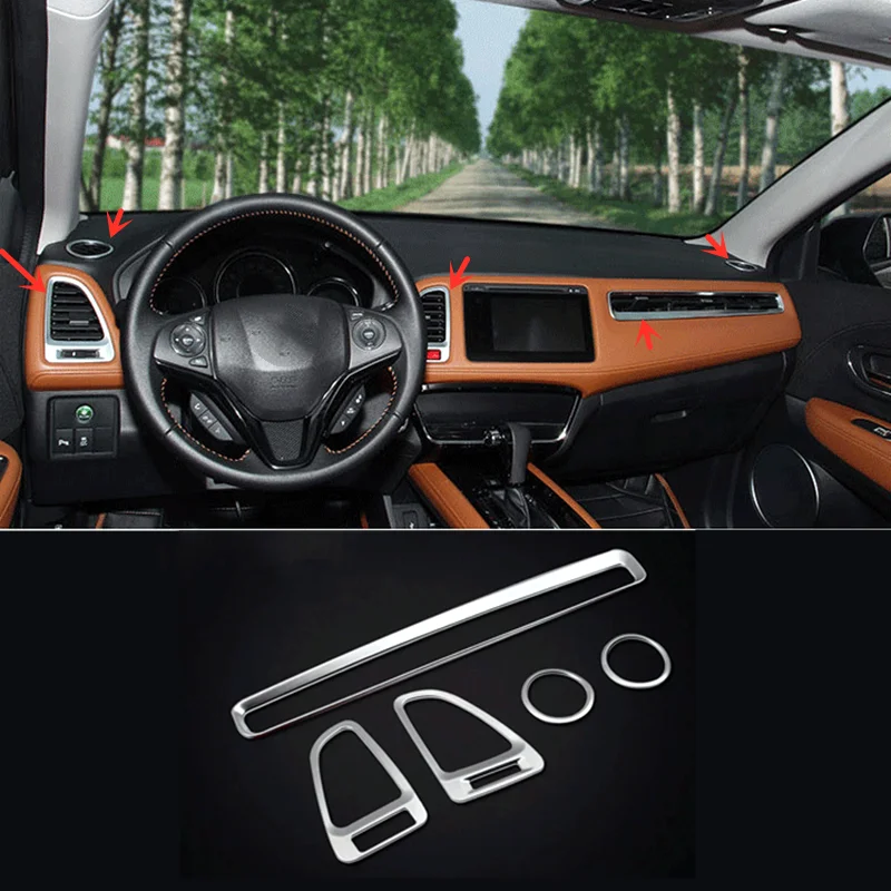 

ABS Matte For Honda HRV HR-V VEZEL 2015 2016 2017 Car front Small air outlet Decoration Cover Trim Car Styling Accessories 5pcs