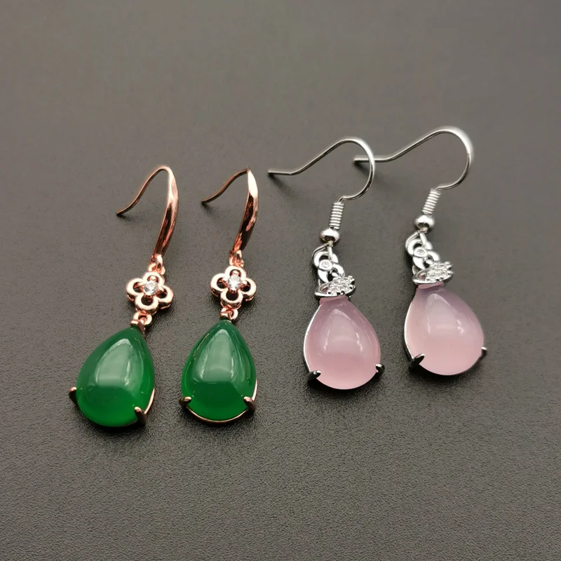 Женские винтажные длинные серьги Jadery из розового золота 925 пробы с зеленым