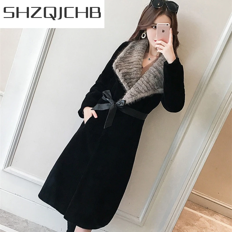 

JCHB 2021 Real Fur Women Coat Korean Winter Warm Sheep Fur Jacket Sheep Shearing Woolen Overcoat Abrigos Mujer Invierno 1911 YY