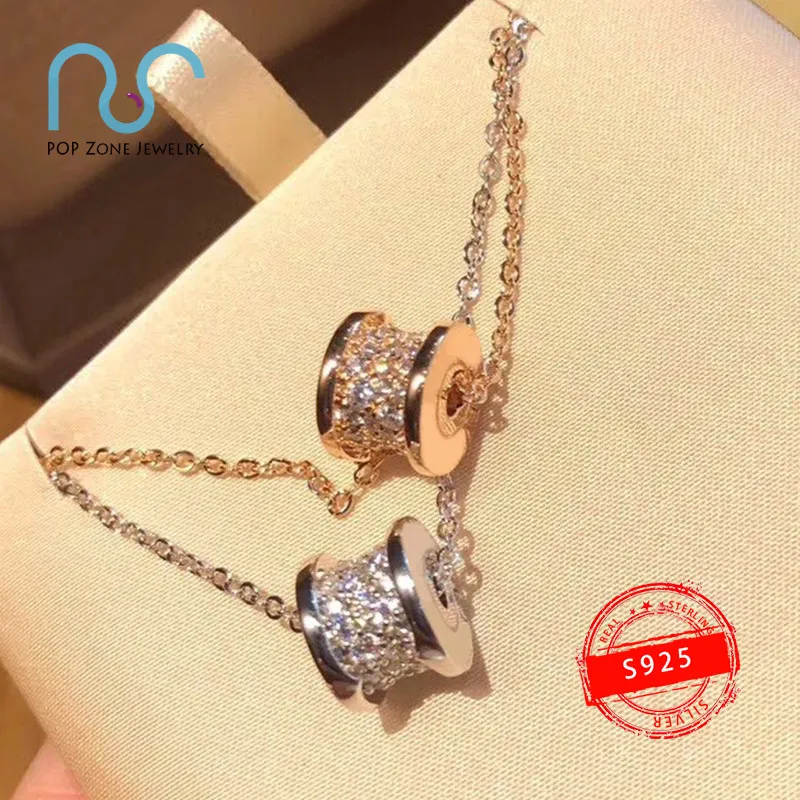 

Famous Brand Luxury Necklace Zero Series Mini Spiral Diamond Full Zircon Woman Noble Sterling Silver Pendant Necklace With Logo