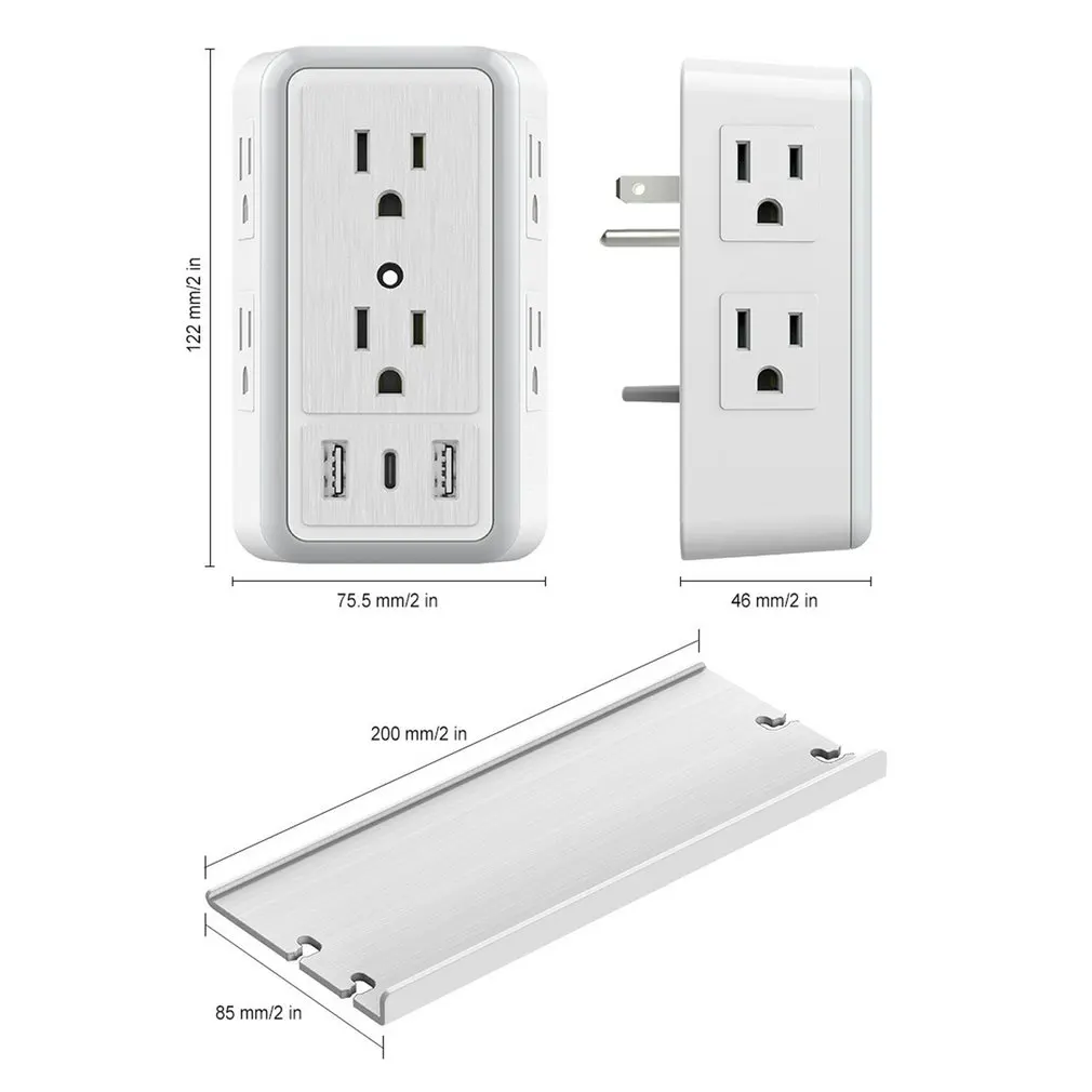 

1.5W Socket Converter LED Night Light 6-hole Wall Plug-in Lightning Extender Without Lightning Protection Bracket US Plug