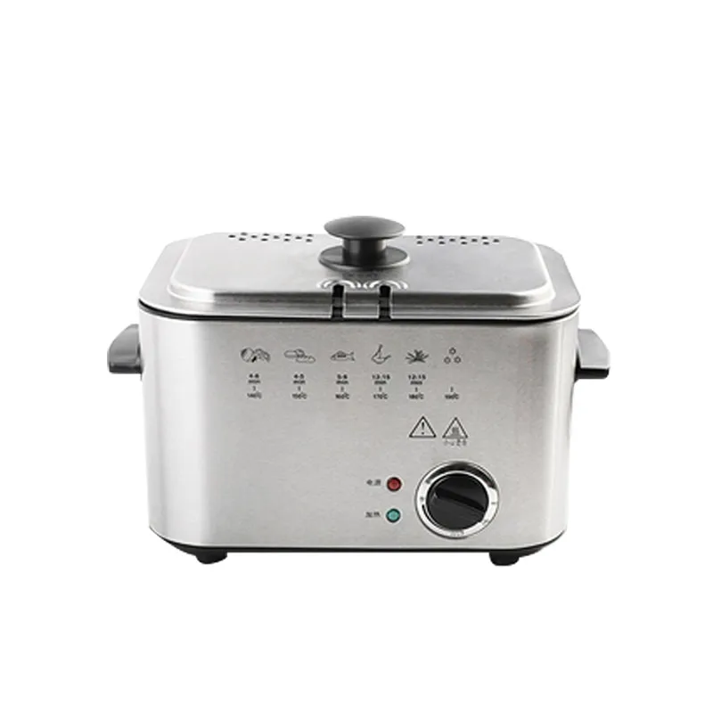 

1.5L Stainless Steel Single tank Electric deep fryer smokeless French Fries Chicken grill multifunction MINI hotpot oven EU