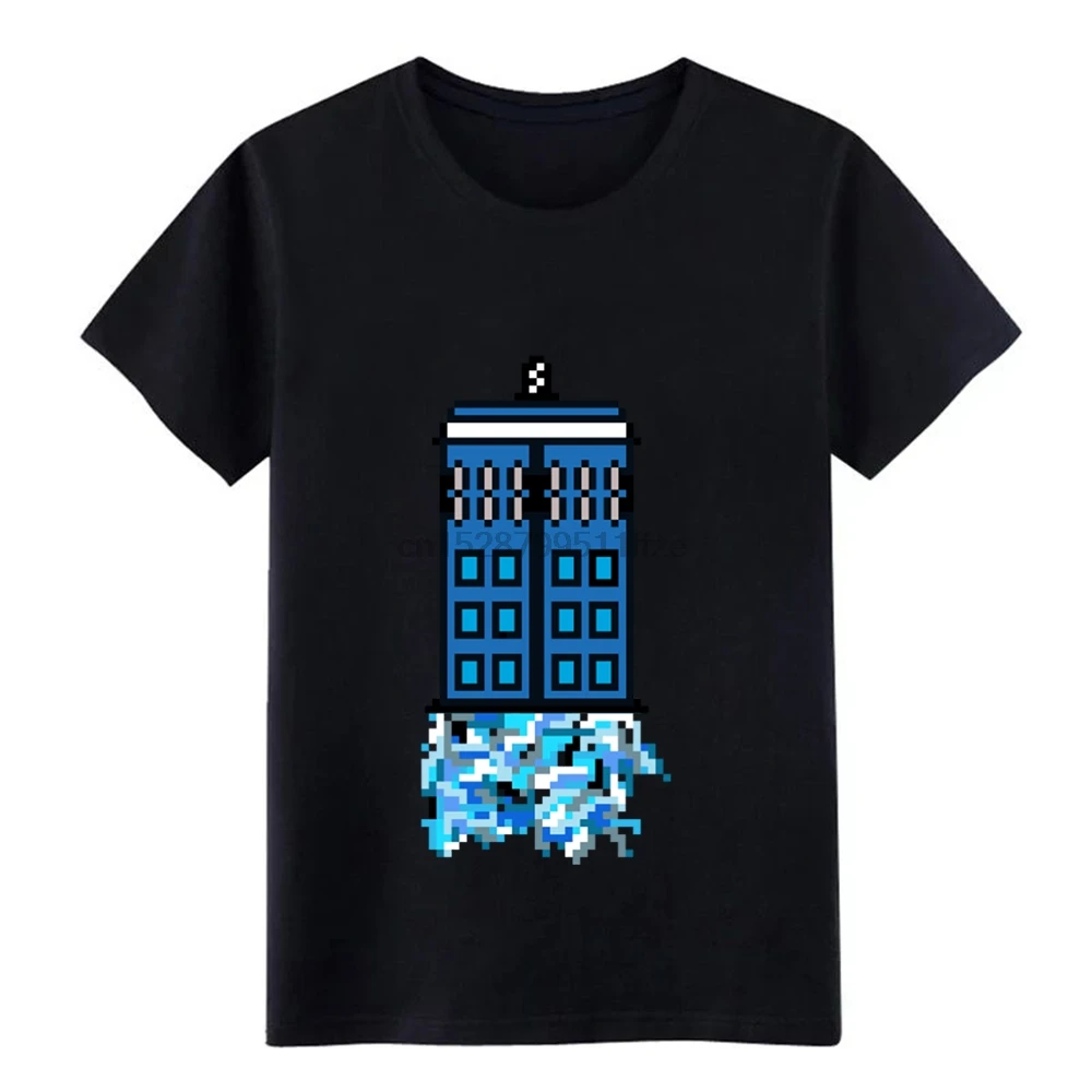 Мужская футболка с принтом Летающий ТАРДИС пиксель индивидуальная S XXXL Kawaii