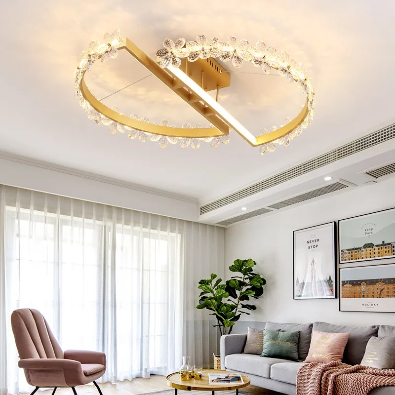 

Nordic LED Luxury Bedroom Crystal Ceiling Lamp Creative Art Personality Living Room LED Lamp Modern Simple Dining Room Lamp
