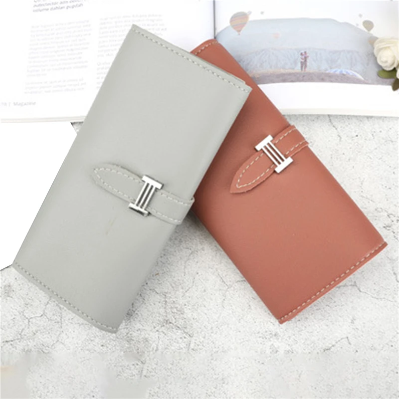

Women's Leather Wallet Fashion All-match Lady Clutch Purse Solid Color Long Wallet 2021 Spring New Model